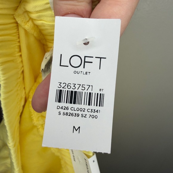 Loft Outlet Yellow Cotton High Rise Straight Leg Crop Pants Size M - Picture 7 of 10
